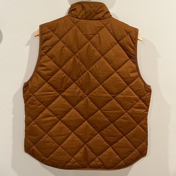 J. Crew Women’s Puffer Vest with Snap Pockets Cognac Brown Size L - Picture 9 of 10